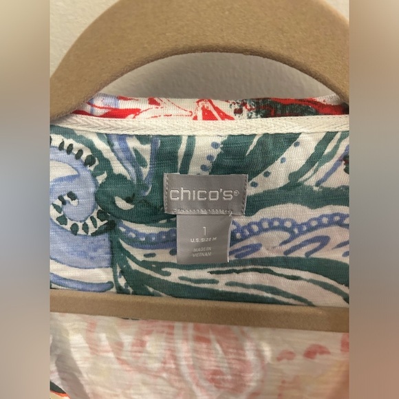 Chico’s 3/4 Sleeve Top 1 Prismatic Multicolor Cotton - Picture 3 of 9